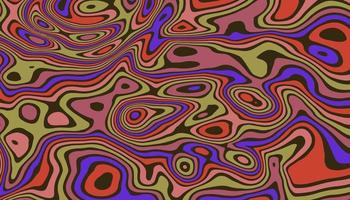 Abstract horizontal background with colorful waves. Psychedelic style, Trendy vector illustration in style retro 60s, 70s.