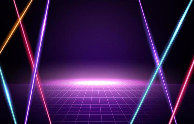 Abstract Laser Neon Light Purple Pink Background