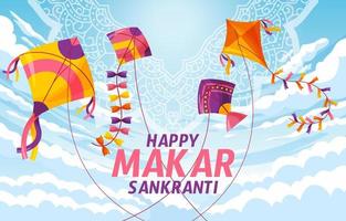 concepto de festival de cometas makar sankranti vector