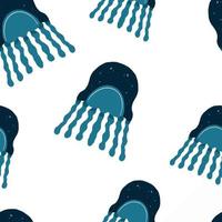 Seamless pattern jellyfish, hand drawn vector