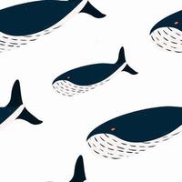 Seamless pattern Killer whales hand drawn vector