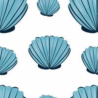 Seamless pattern Blue Shell, hand drawn vector