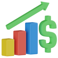 ícone de renderização 3d de crescimento financeiro png