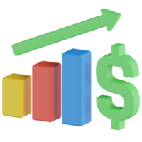 Finance Growth 3D Render Icon png