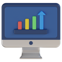 Computer Bar Chart 3D Render Icon png
