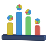 gráfico de barras, 3d, render, icono png