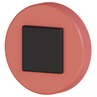 ícone de renderização 3d do botão de parada png