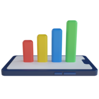 Mobile Bar Chart 3D Render Icon png