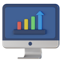 Computer Bar Chart 3D Render Icon png