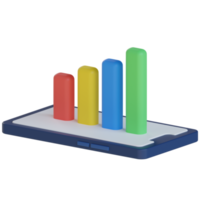 Mobile Bar Chart 3D Render Icon png