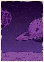 Vintage space background with planet vector