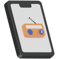 icono de renderizado 3d de radio de teléfono png