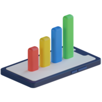 Mobile Bar Chart 3D Render Icon png