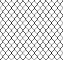Steel wire chain link fence seamless pattern. Metal lattice with rhombus, diamond shape silhouette. Grid fence background. Prison wire mesh seamless texture. Vector illustration on white background