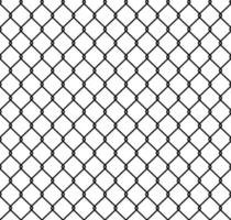 Steel wire chain link fence seamless pattern. Metal lattice with rhombus, diamond shape silhouette. Grid fence background. Prison wire mesh seamless texture. Vector illustration on white background