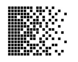 Pixel disintegration background. Halftone fragment. Dispersed dotted pattern. Concept of disintegration. Square pixel mosaic textures with square particles. Vector illustration on white background