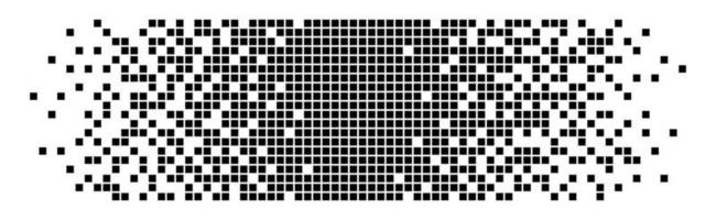 Pixel disintegration background. Halftone fragment. Dispersed dotted pattern. Concept of disintegration. Square pixel mosaic textures with square particles. Vector illustration on white background