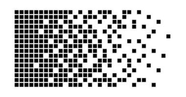 Pixel disintegration background. Halftone fragment. Dispersed dotted pattern. Concept of disintegration. Square pixel mosaic textures with square particles. Vector illustration on white background