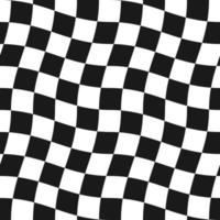 Groovy psychedelic wavy chessboard seamless pattern. Hippie twisted gingham checkerboard background. Checker retro psychedelic seamless texture. Vector illustration isolated on white background