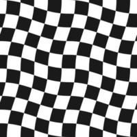 Groovy psychedelic wavy chessboard seamless pattern. Hippie twisted gingham checkerboard background. Checker retro psychedelic seamless texture. Vector illustration isolated on white background