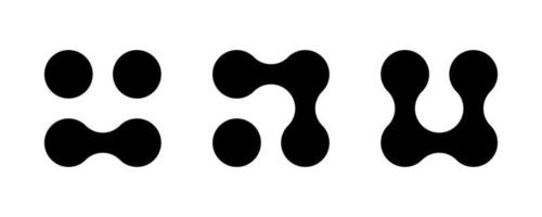 Connected dots icon. Circles pattern sign. Integration symbol. Abstract point movement. Connected round blobs. Transition metaballs. Vector illustration isolated on white background
