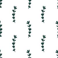 Minimal floral seamless pattern with green twigs. vector