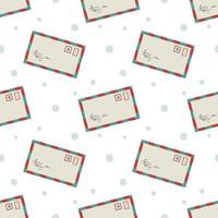 Paper letter with best wishes. Winter greeting seamless pattern. vector
