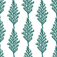 Thuja and cypress branches. Vintage Christmas and Happy New Year flat seamless pattern, great for Christmas textiles, banners, wrapping paper, wallpaper. Vector Xmas design.