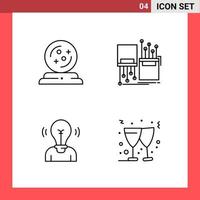 4 Icon Pack Line Style Outline Symbols on White Background. Simple Signs for general designing.