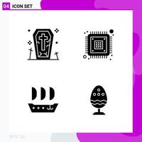 Solid Icon set. Pack of 4 Glyph Icons isolated on White Background for Web Print and Mobile. vector