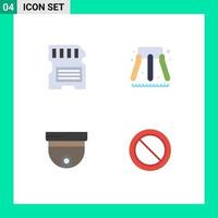 Universal Icon Symbols Group of 4 Modern Flat Icons of card security sd park ban Editable Vector Design Elements