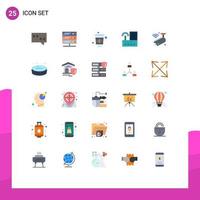 Modern Set of 25 Flat Colors and symbols such as surveillance camera cup radio signal Editable Vector Design Elements