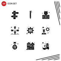 Universal Icon Symbols Group of 9 Modern Solid Glyphs of css cascading fast problem user Editable Vector Design Elements