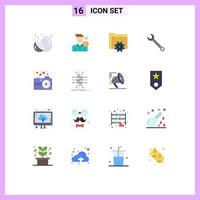 Pictogram Set of 16 Simple Flat Colors of adjustable computing money gear folder Editable Pack of Creative Vector Design Elements