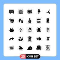 Pack of 25 Modern Solid Glyphs Signs and Symbols for Web Print Media such as foam building shop foamgun ice cream Editable Vector Design Elements