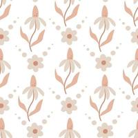 Gentle floral seamless pattern with chamomile vector