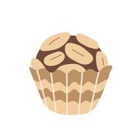 Chocolate round candy with peanut vector illustration