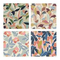 Vector flower illustration seamless repeat pattern 4 design set