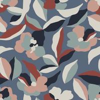 Vector abstract flower and leaf illustration seamless repeat pattern