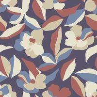 Vector abstract flower and leaf illustration seamless repeat pattern