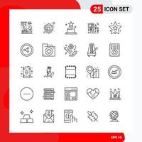 conjunto creativo de 25 iconos de contorno universal aislados sobre fondo blanco. vector