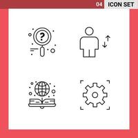 4 User Interface Line Pack of modern Signs and Symbols of news e book avatar human online book Editable Vector Design Elements