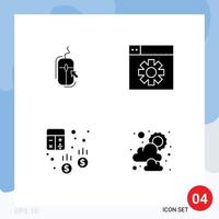 Universal Icon Symbols Group of 4 Modern Solid Glyphs of mouse audit online design calculator Editable Vector Design Elements
