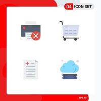 Mobile Interface Flat Icon Set of 4 Pictograms of computers pros and cons hardware shop cloud Editable Vector Design Elements