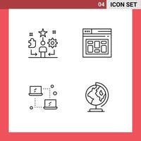 paquete de iconos de vector de stock de 4 signos y símbolos de línea para elementos de diseño de vector editables de red de base de datos de estrella de computación de usuario