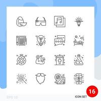 Mobile Interface Outline Set of 16 Pictograms of financial calc media budget focus Editable Vector Design Elements