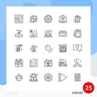 25 iconos creativos signos y símbolos modernos de protección de seguridad ordenador portátil girasol elementos de diseño vectorial editables vector