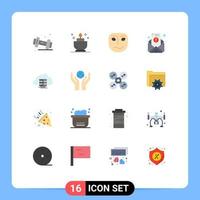 conjunto de 16 iconos de interfaz de usuario modernos signos de símbolos para almacenamiento de datos boletín de nube de emoción paquete editable de elementos creativos de diseño de vectores