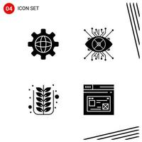 colección de 4 iconos vectoriales en estilo sólido. símbolos de glifos perfectos de píxeles para web y móvil. signos de icono sólido sobre fondo blanco. 4 iconos. vector