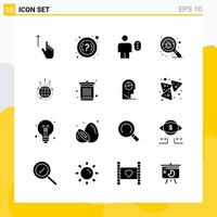 Collection of 16 Universal Solid Icons. Icon Set for Web and Mobile. vector